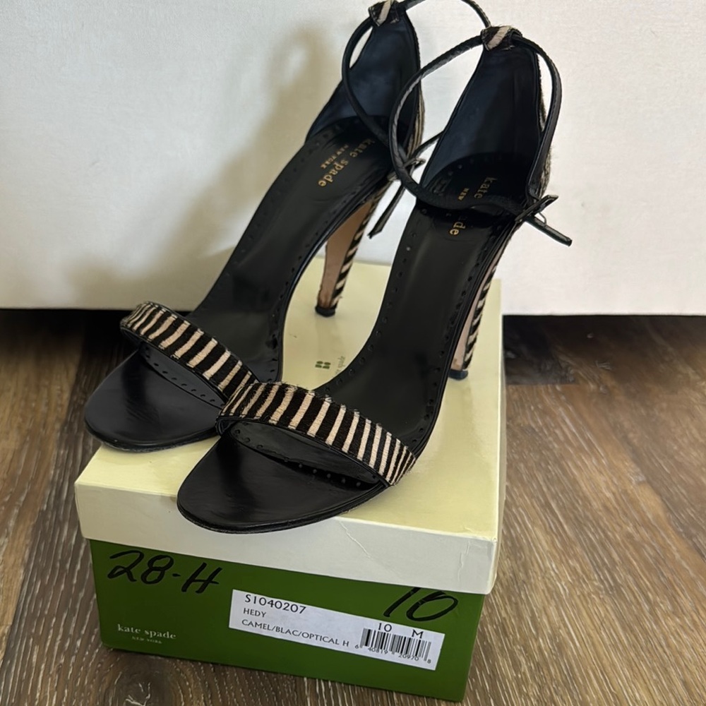Kate Spade Black Zebra-Striped Heels - Picture 6 of 6
